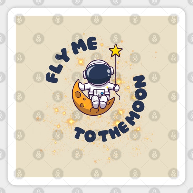 Fly me to the moon astronaut draw Sticker by redsunflower